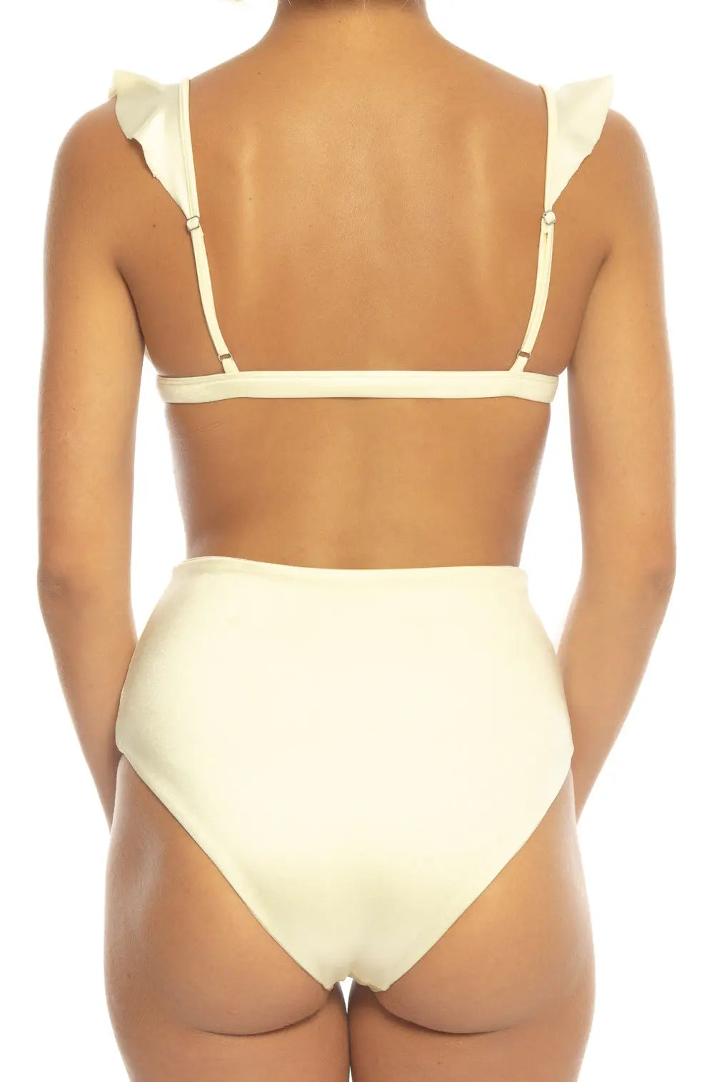 maillot deux pieces taille haute couleur ivoire vu dos