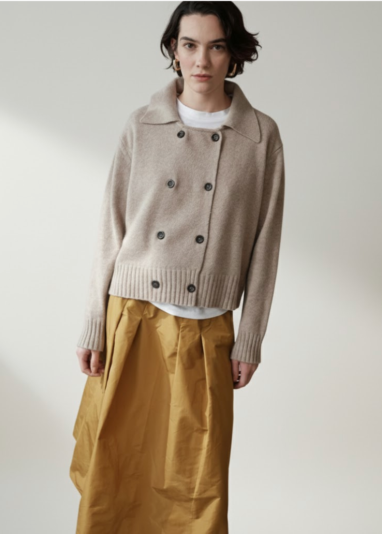 Pull-gilet beige à double boutonnage