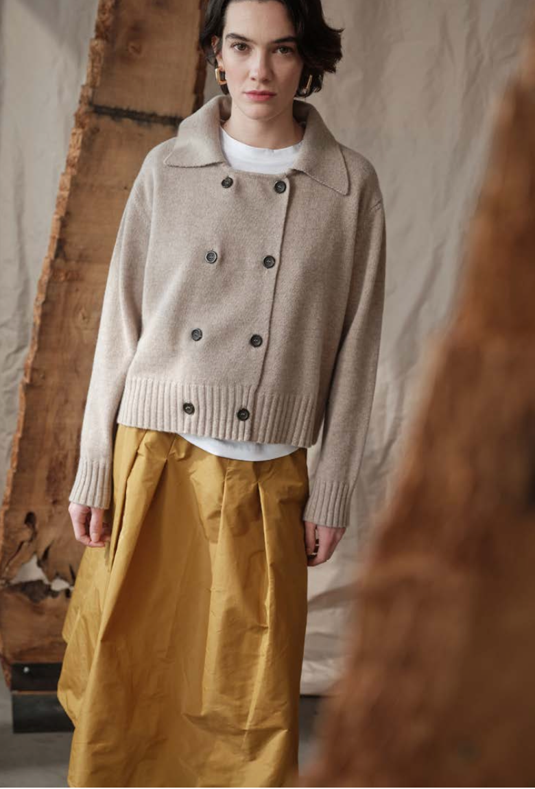 Pull-gilet beige à double boutonnage