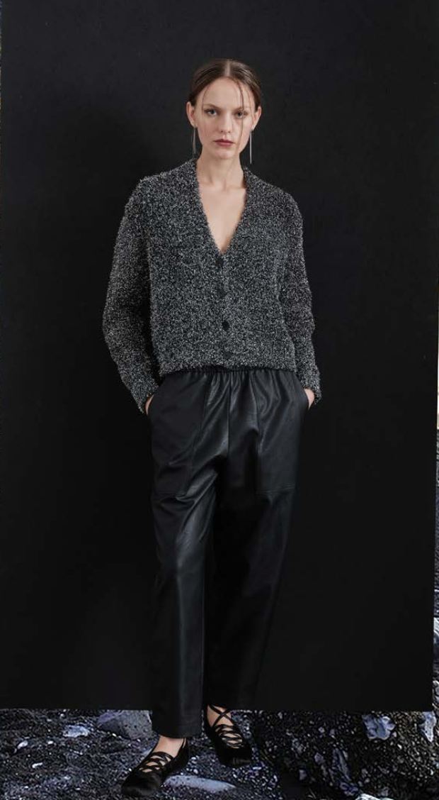 Cardigan noir à paillettes argentées