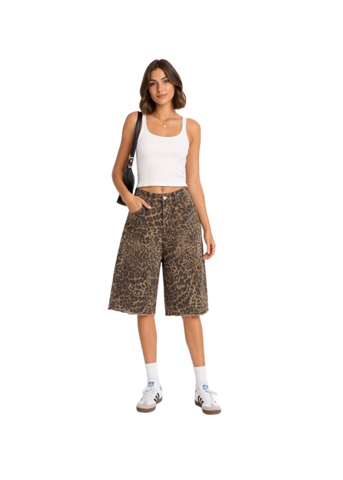 Bermuda oversize motif léopard