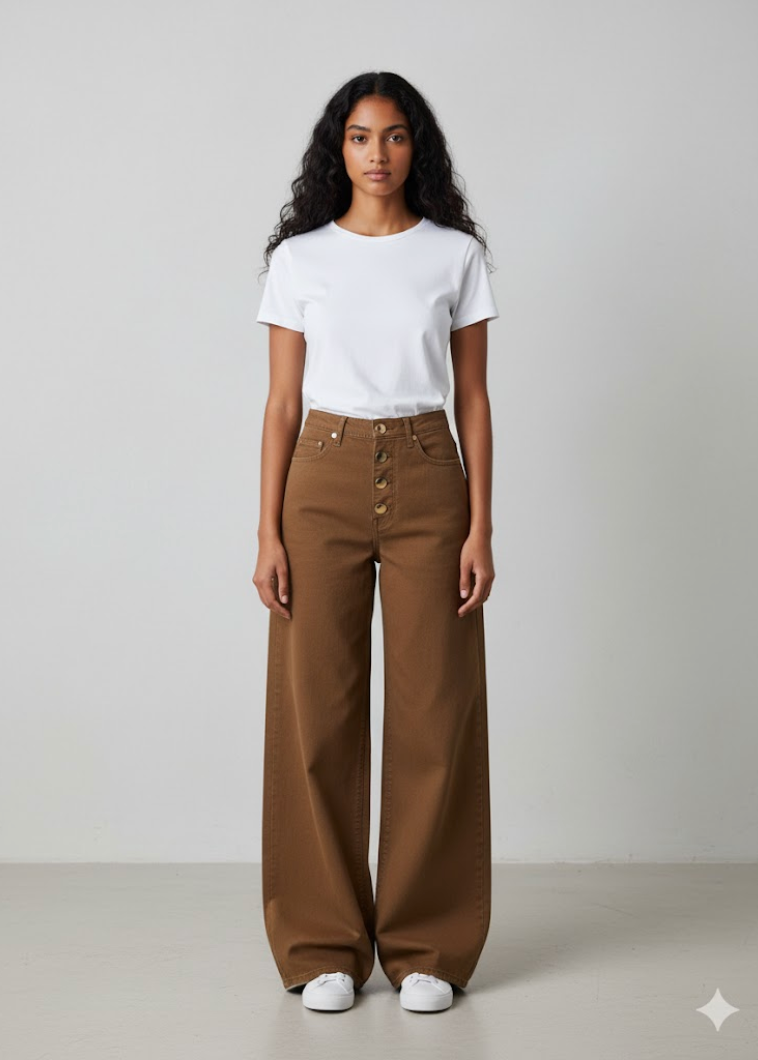 Jean ultra large avec détails de boutons