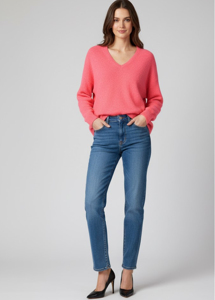 Pull rose fluo col V